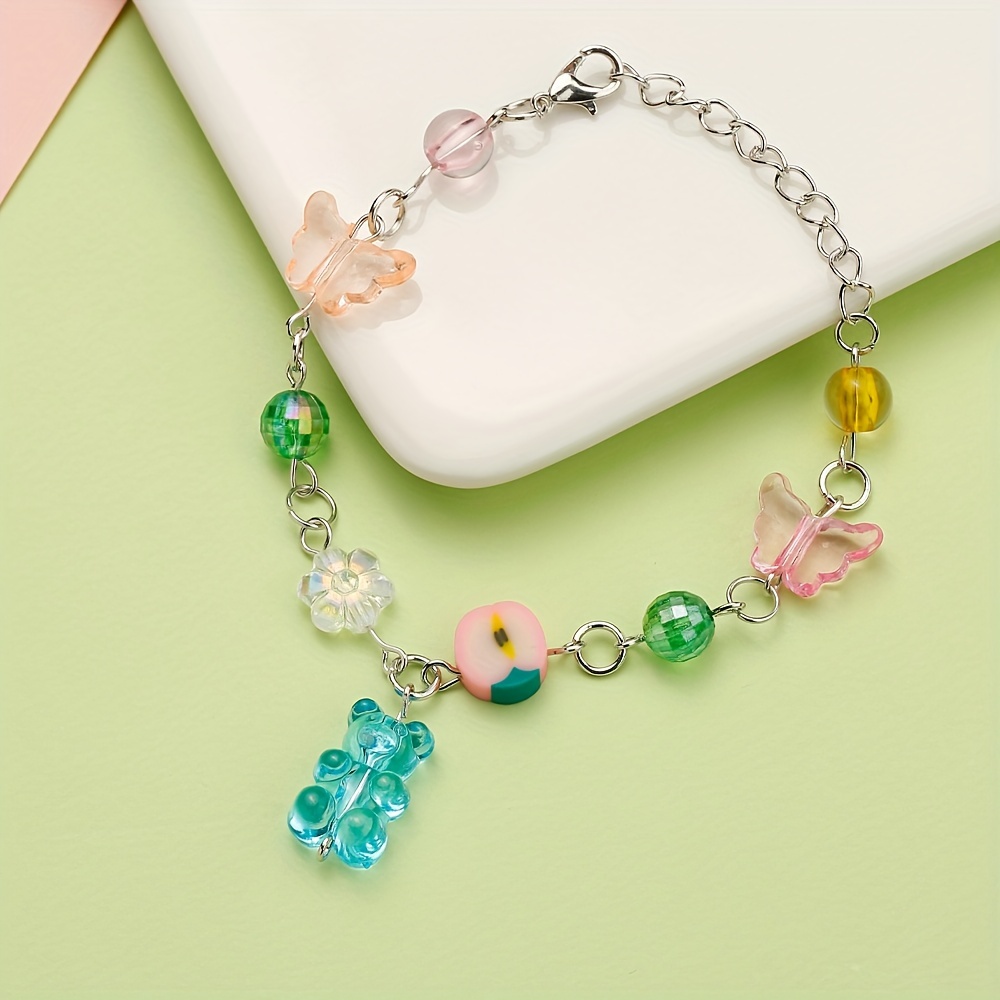 Lovely Colorful Gummy Bear Bracelet Cute Resin Candy Color - Temu