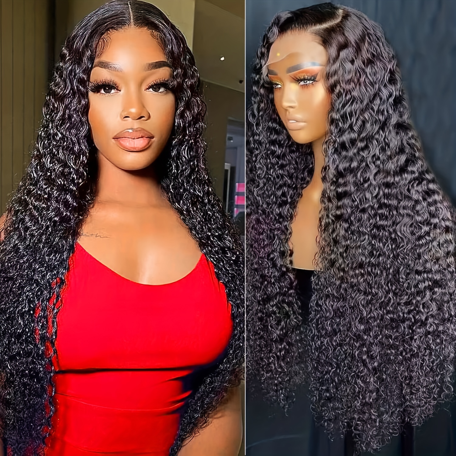 Deep Wave 180% Density 13x4 Lace Front Wigs Human Hair Wigs - Temu Canada