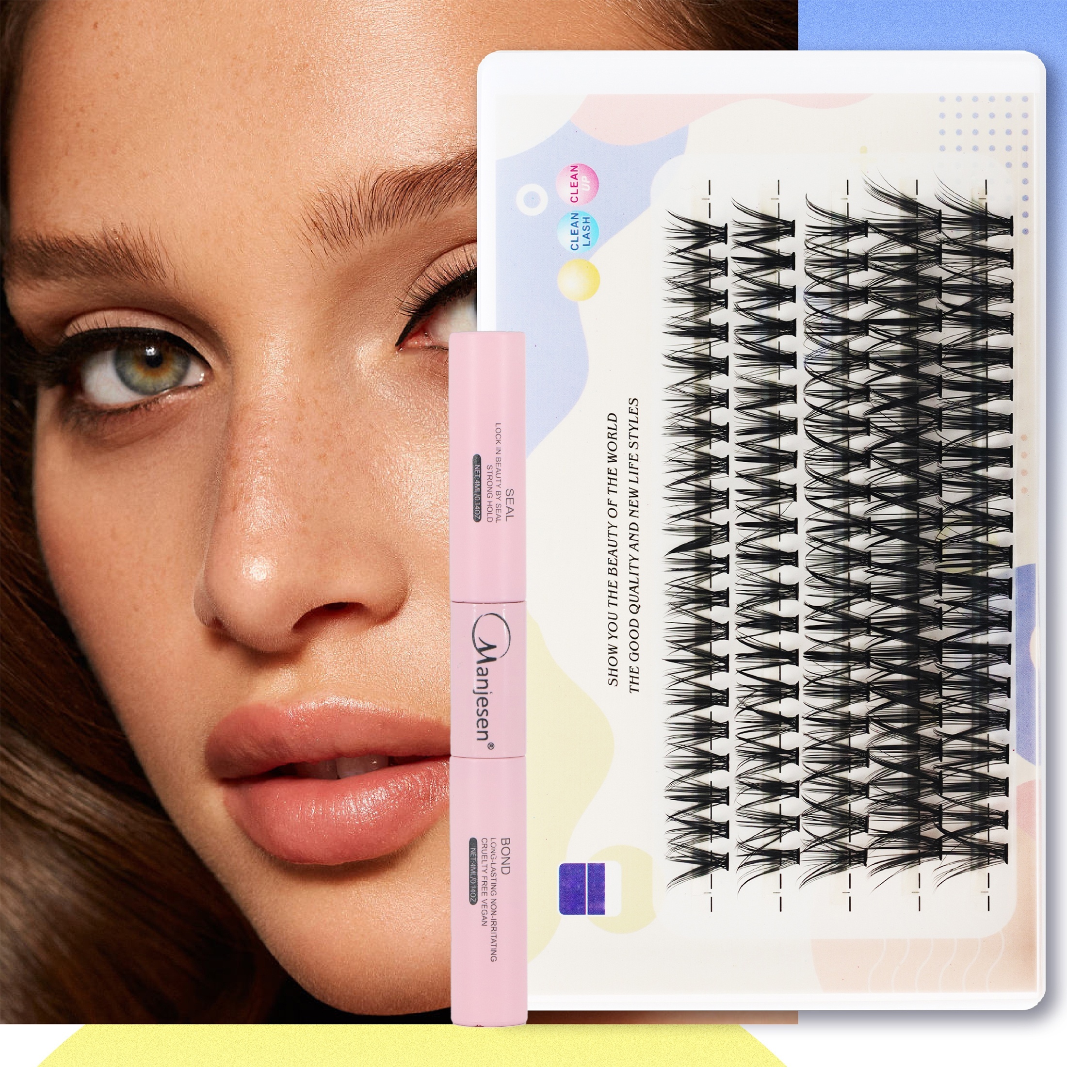 DIY Kit ciglia fai da te, set extension ciglia XXL Lashes, 144 ciglia a  grappolo in 5 diverse lunghezze, incluso colla/adesivo, sigillante,  solvente, applicatore e manuale