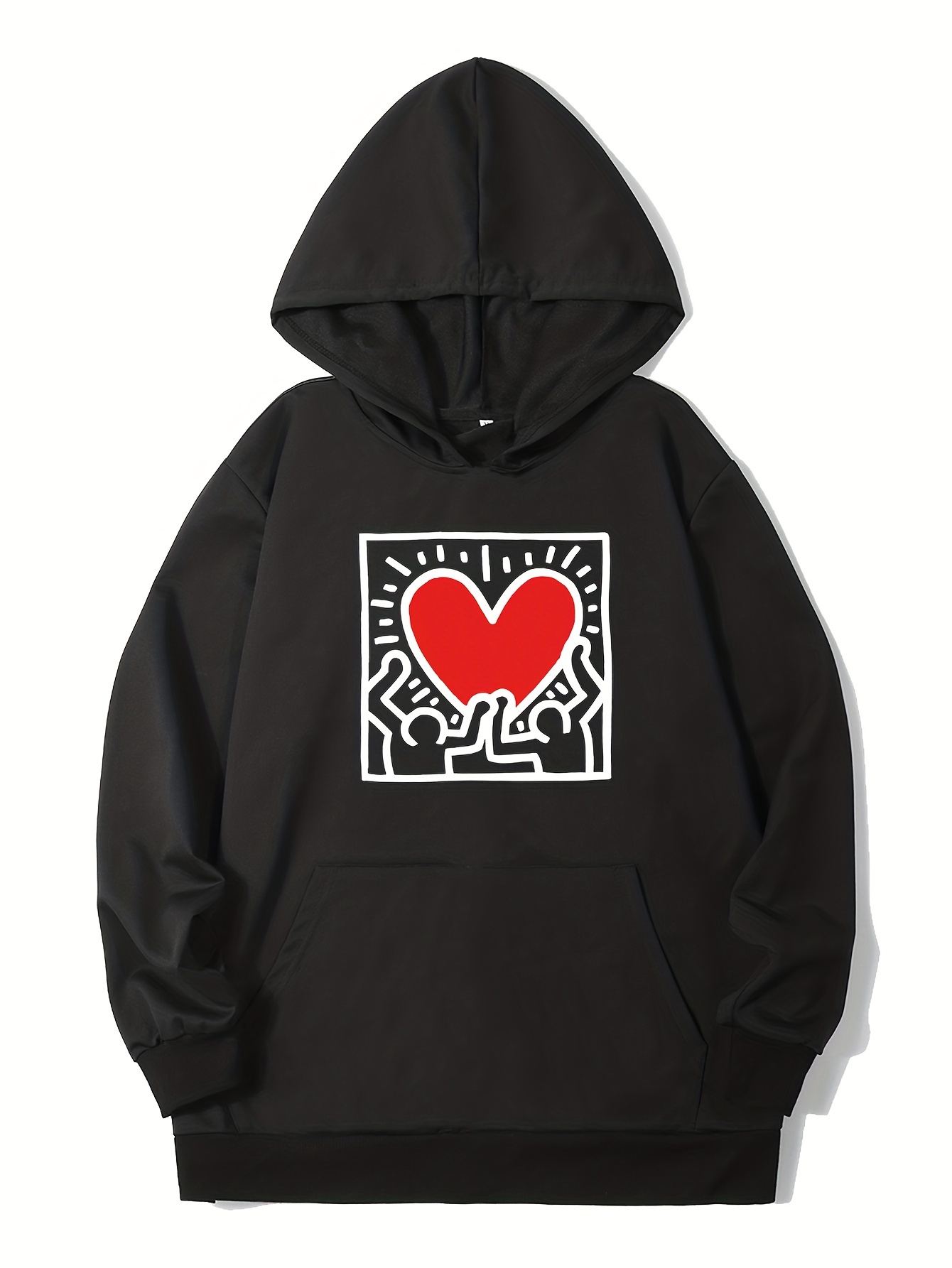 Love Heart Print Hoodie Cool Hoodies For Men Mens Casual Graphic Design  Pullover Hooded Sweatshirt With Kangaroo Pocket Streetwear For Winter Fall  As Gifts - Men's Clothing - Temu