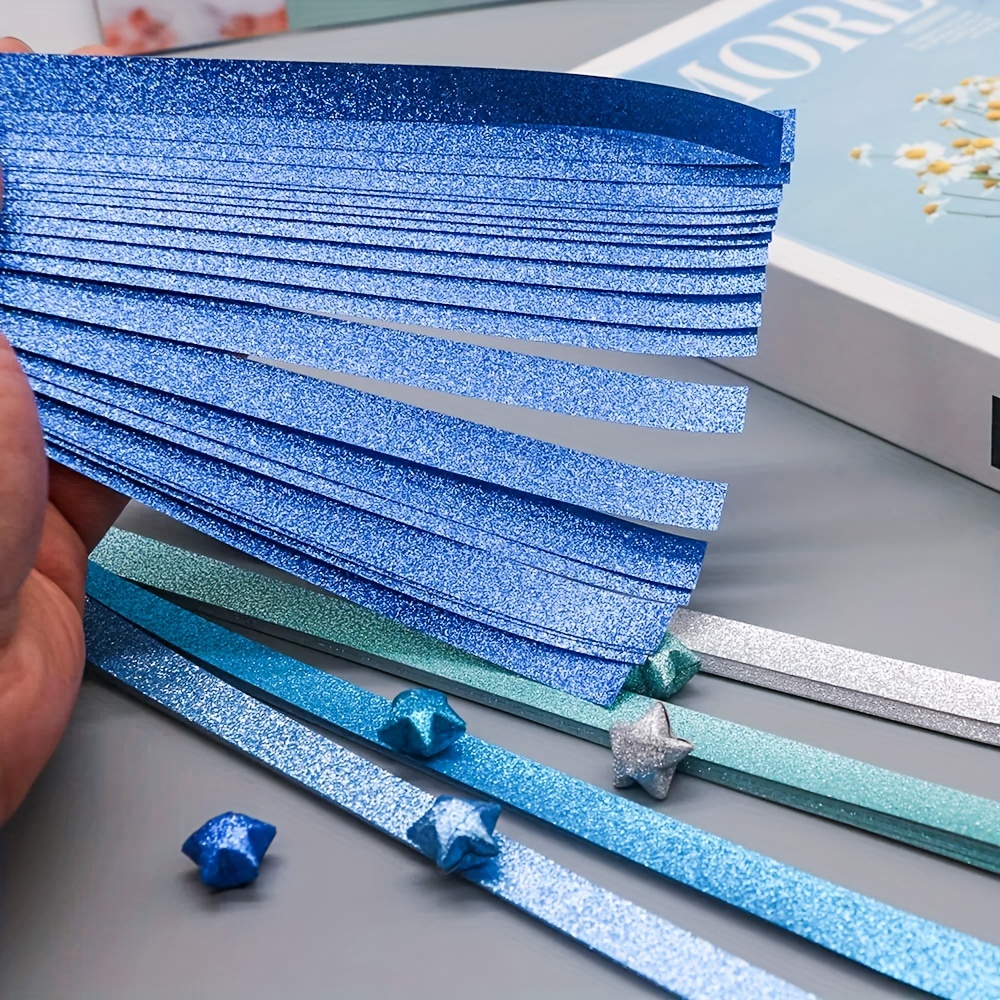 520PCS Sheet Glitter Origami Paper Strips DIY Handmade Crafts 9 Blue Colors  Stars Origami Lucky Star Paper Gradient Blue Paper Strips
