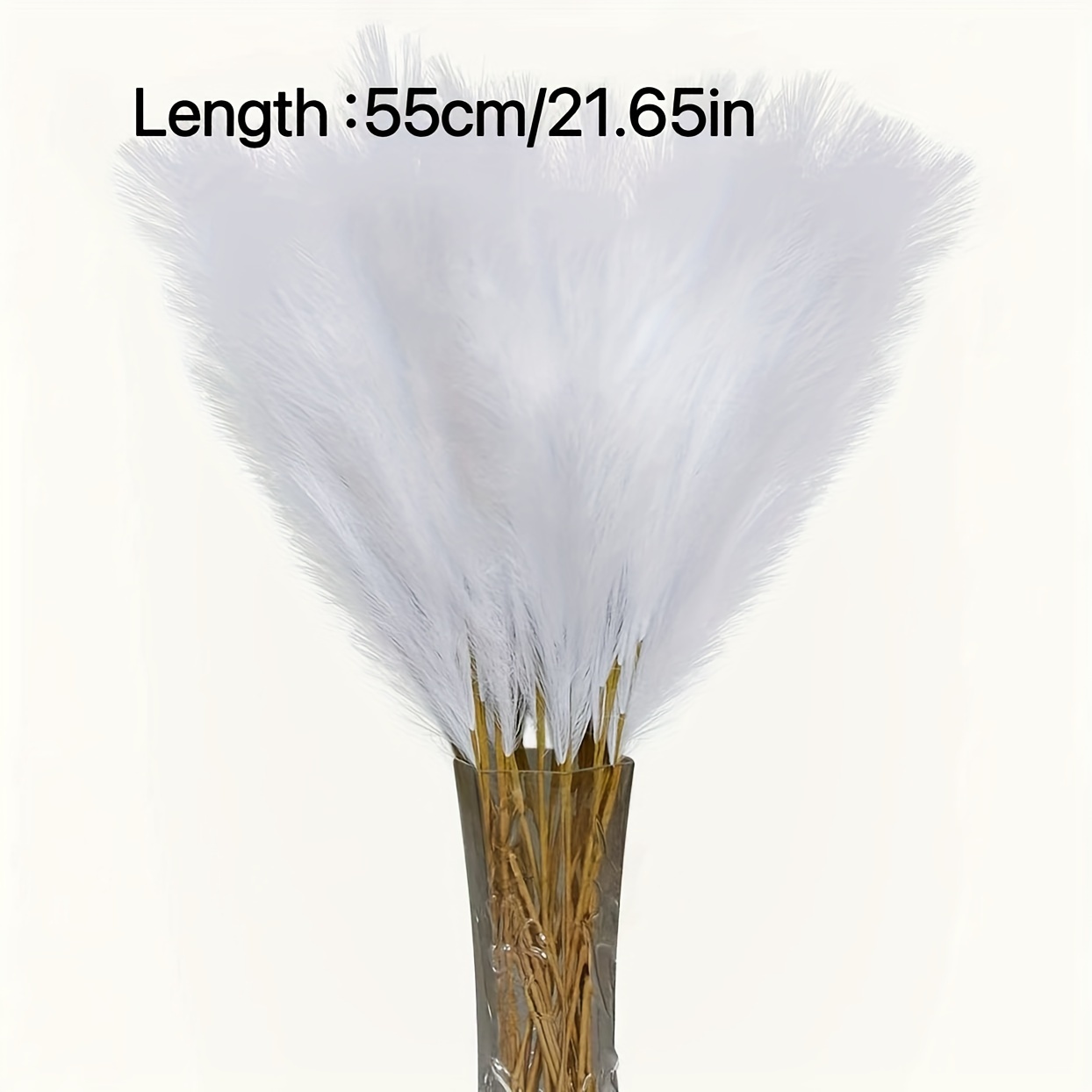 7pcs Black Artificial Pampas Grass 55cm/21.65in Fluffy Faux Flower