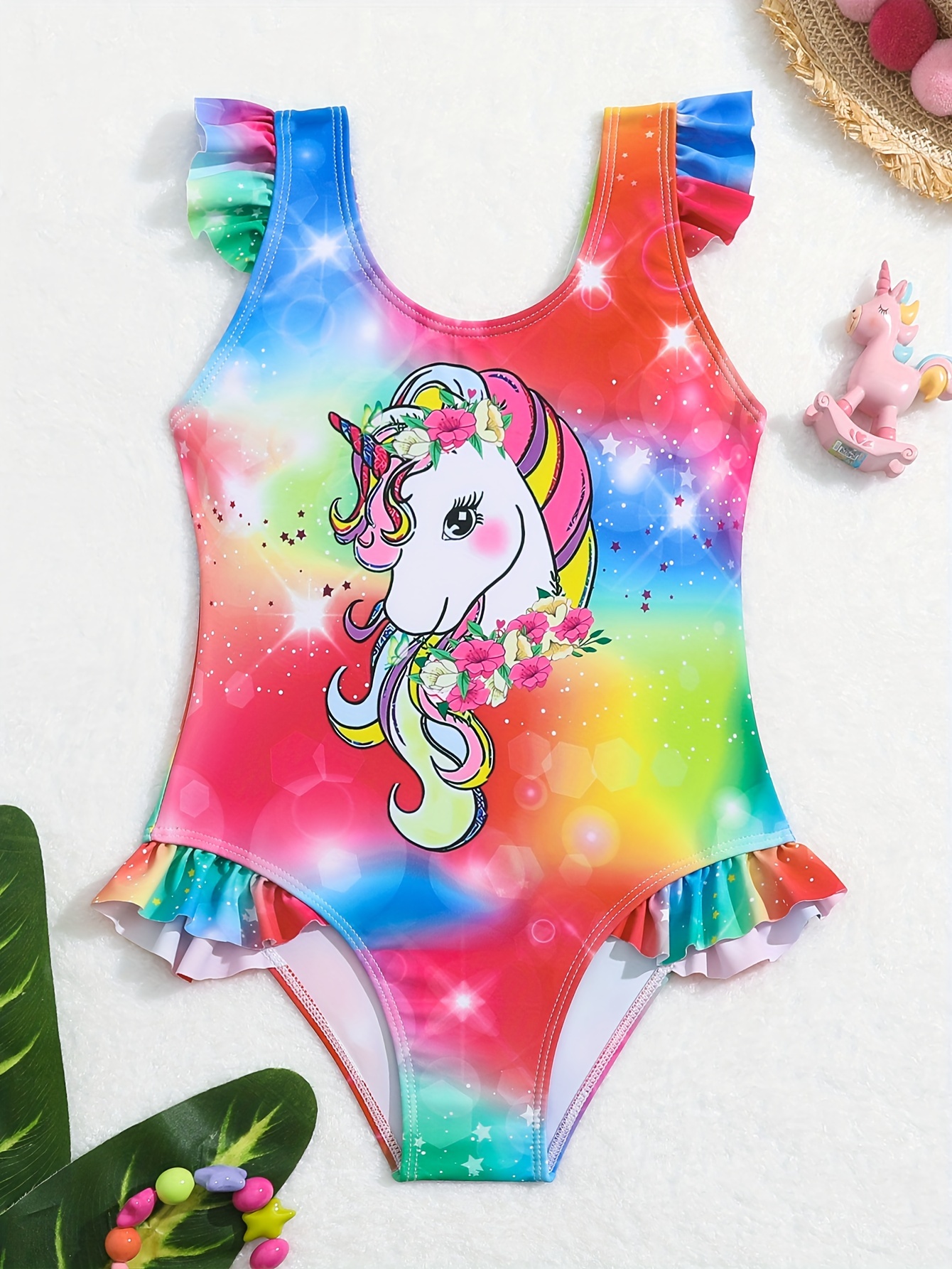 Toddler Girls Unicorn Graphic Sleeveless Swimsuit - Temu