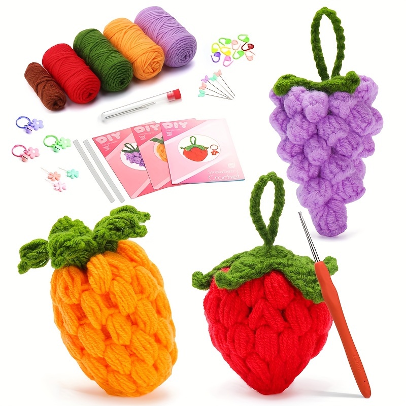 Kit de ganchillo para principiantes: haz tu propio ganchillo de frutas de 8  piezas, kit de ganchillo para principiantes con instrucciones paso a paso