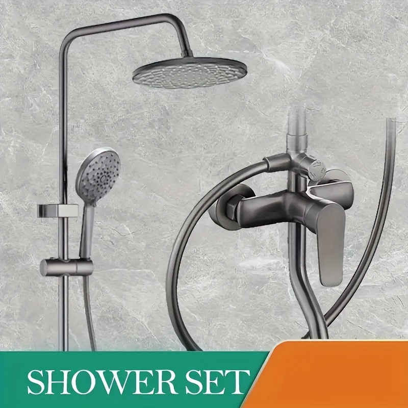 Sistema de ducha expuesto, sistema de ducha de lluvia, grifo de ducha  montado en la pared para baño, cabezal de ducha de lluvia de latón macizo,  ducha