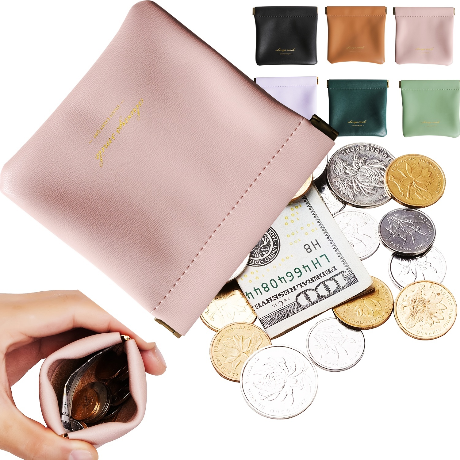 Mini Pu Leather Coin Purse With Keychain, Scarf Decor Earphone Bag, Lipstick  Bag With Snap Button, Car Key Bag Decoration Pendant - Temu