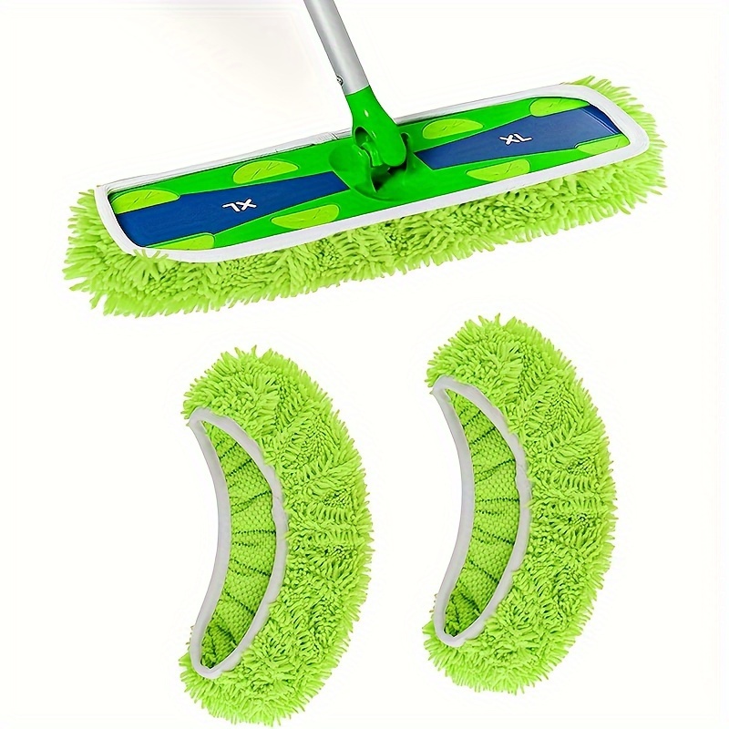Image of 2pcs/4pcs Yellowish Green Small Snow Yarn Cloth Cover, Affordable Home Use Mop Cloth, Washable Home Use Mop Cloth