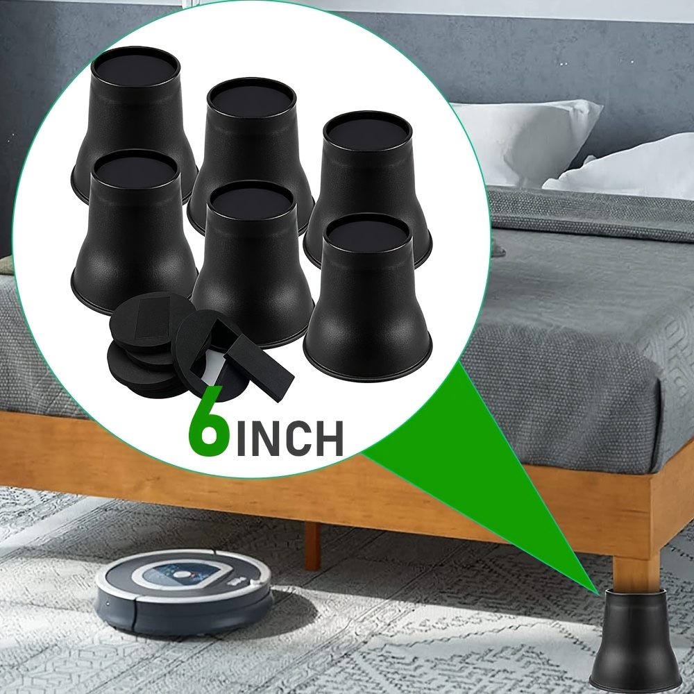 4pcs Adjustable Bed Furniture Risers, 8 Inch Heavy Duty Bed Risers, Perfect  For College Dorms Sofa Table Under, Bed Storage With 8 Non-slip Stickers
