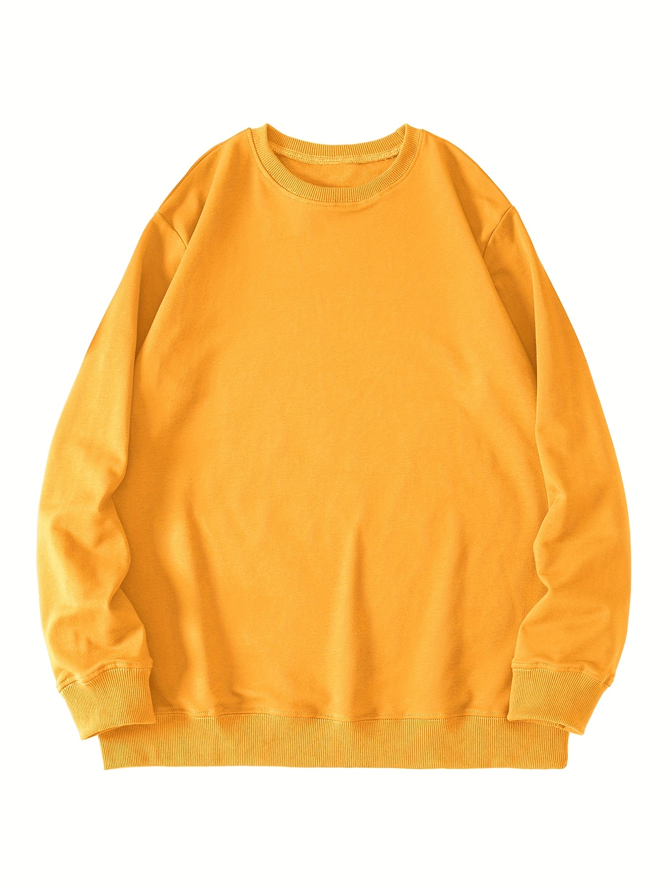 Versatile Solid Pullover Sweatshirt Casual Long Sleeve Crew - Temu