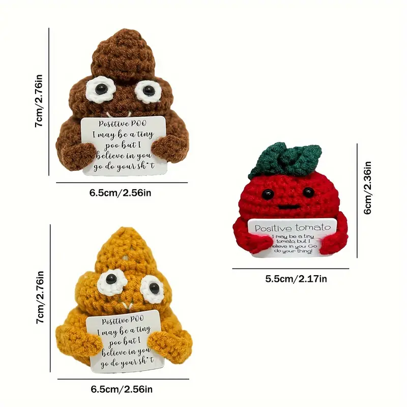 Funny Cute Handmade Knitted Positive Toy Ornament Pendant Motivational Mood  Poop Card Gift Friends Couples Perfect, 90 Days Buyer Protection