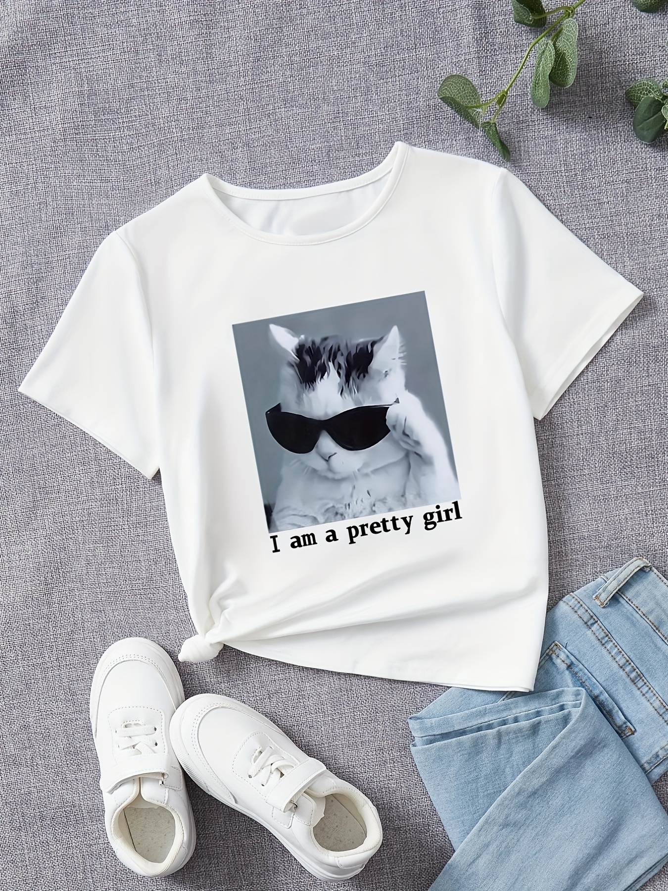 Girls Vintage Kitten 'm A Pretty Girl Graphic T shirt - Temu