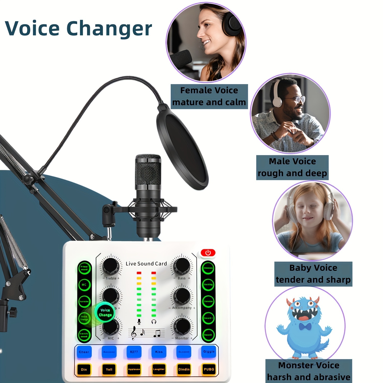 48v Xlr Podcast Microphone Pack Voice Changer With - Temu
