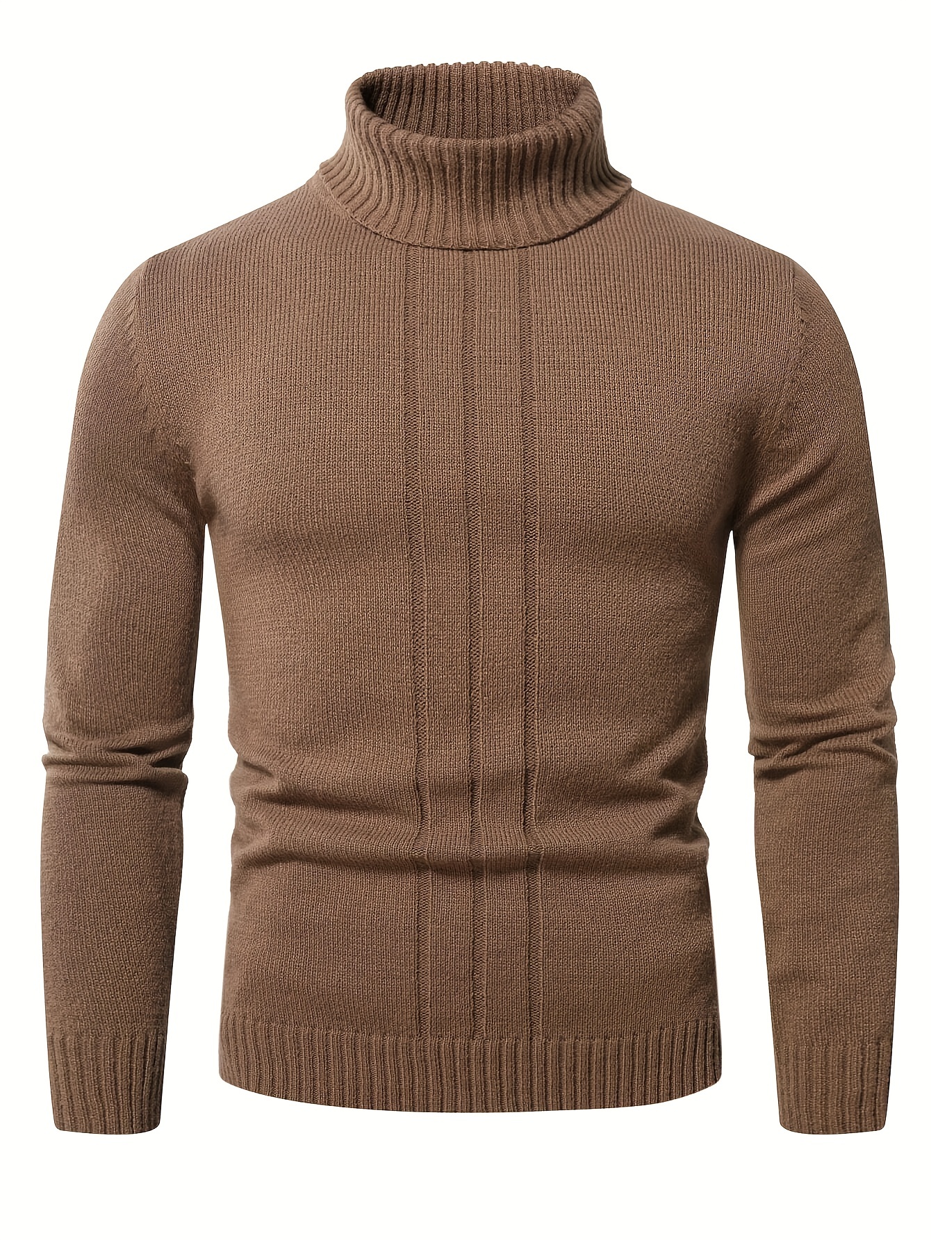 Solid Turtle Neck Chunky Knit Sweater Casual Long Sleeve - Temu