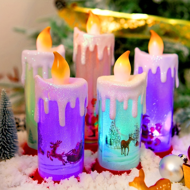 Bougies de Noël Led Bougies sans flamme à paillettes tourbillonnantes  rechargeables par USB pour décor de