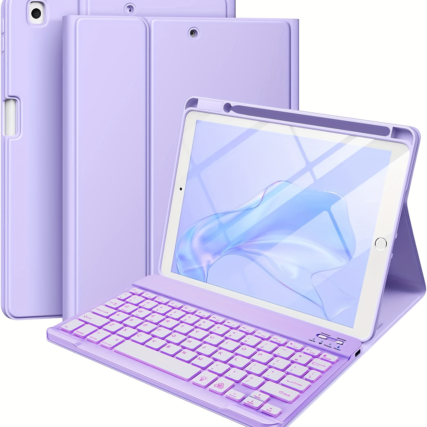 Funda de teclado para iPad de 10,2 pulgadas (7ª, 8ª y 9ª generación)  Teclado Bluetooth con trackpad, teclado inalámbrico, teclado retroiluminado