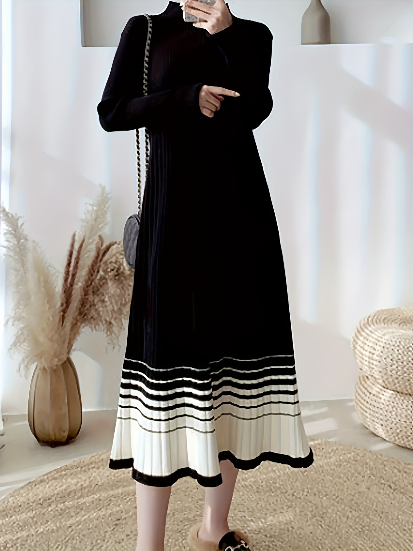 thumbnail image 2 of GRACE KARIN Casual Long Lantern Sleeve Dress 2025 A Line, Fall Winter Sweater Dresses Ribbed 2 of 14
