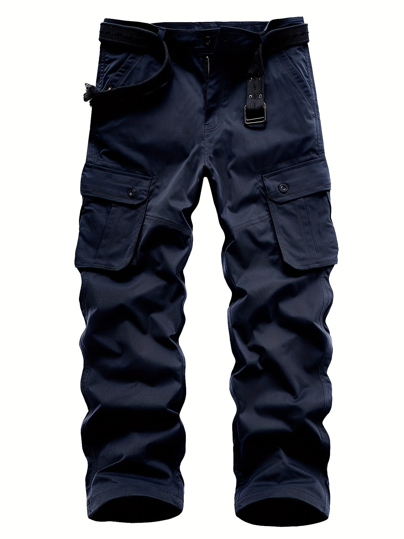 Harlan Cargo Long Pants Casual Pocket Solid High Waist - Temu