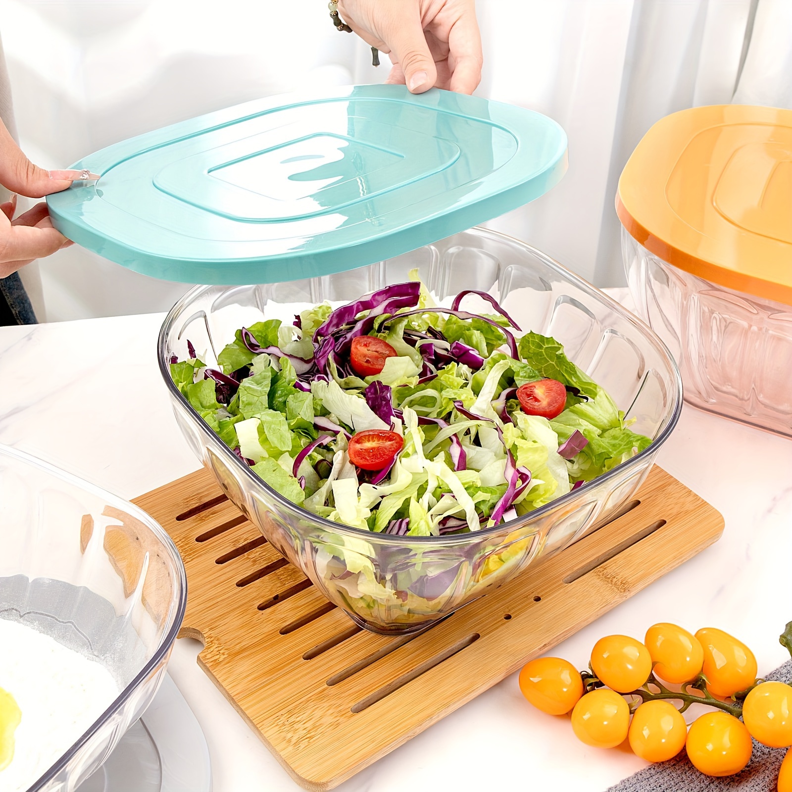 Unbreakable Mixing Bowls, Reusable Plastic Salad Mixing Bowl, Food  Containers, For Food Storage, Meal Prep, Salad And More, Kitchen Gadgets,  Kitchen Accessories - Temu