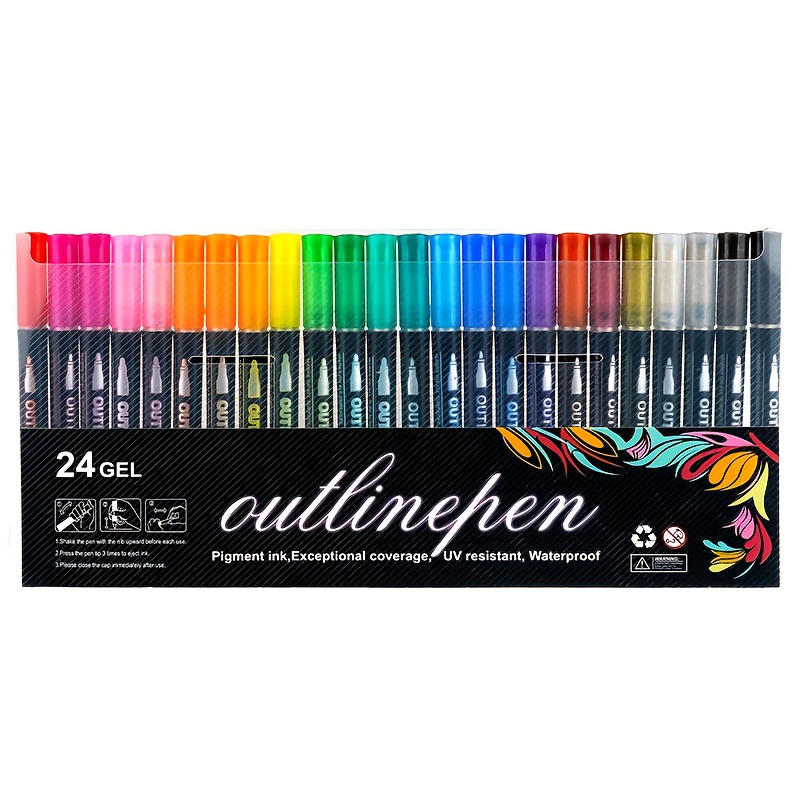 TEMU Outline Shimmer Markers Set Birthday Gift Christmas Halloween New Year's Gifts, Gift !