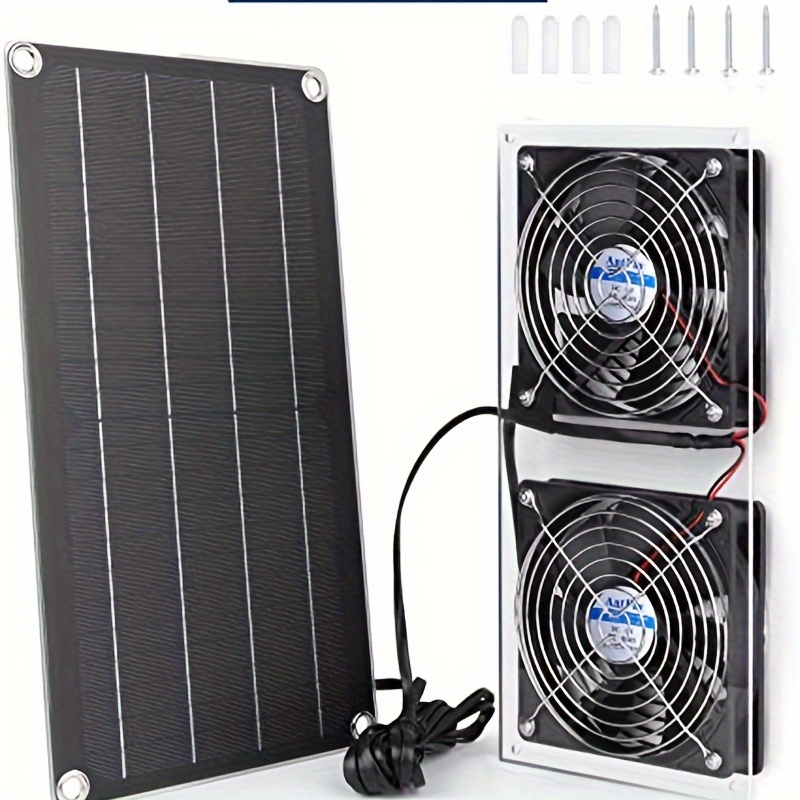 Solar Panel Dual Fans Kit 12v Portable Ventilation Fan - Temu