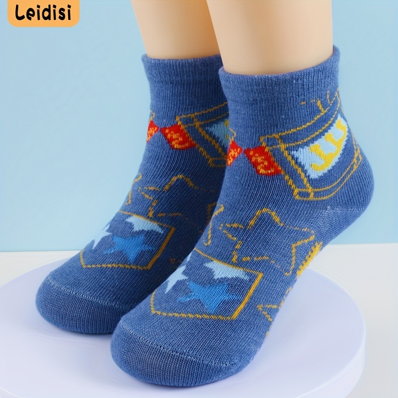 Calcetines de jacquard azul y amarillo