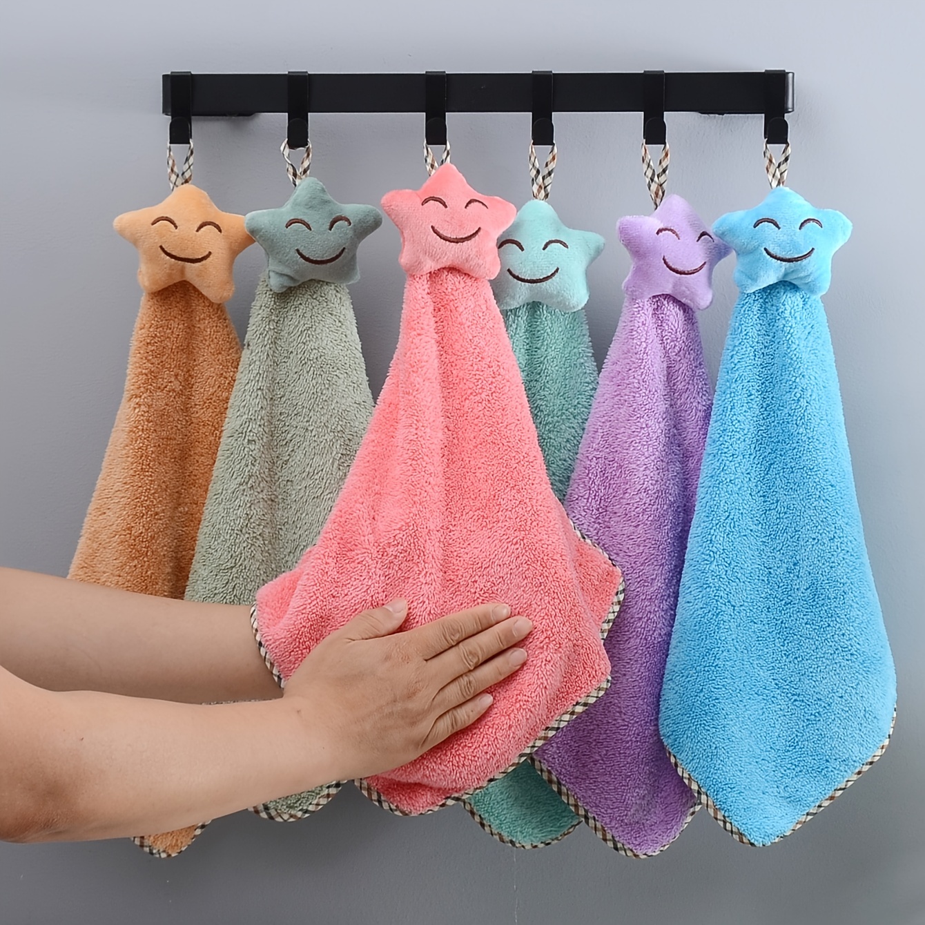 1Pcs Soft Absorbent Towels Kitchen Bathroom Hanging Wipe Hand Towels Baby
