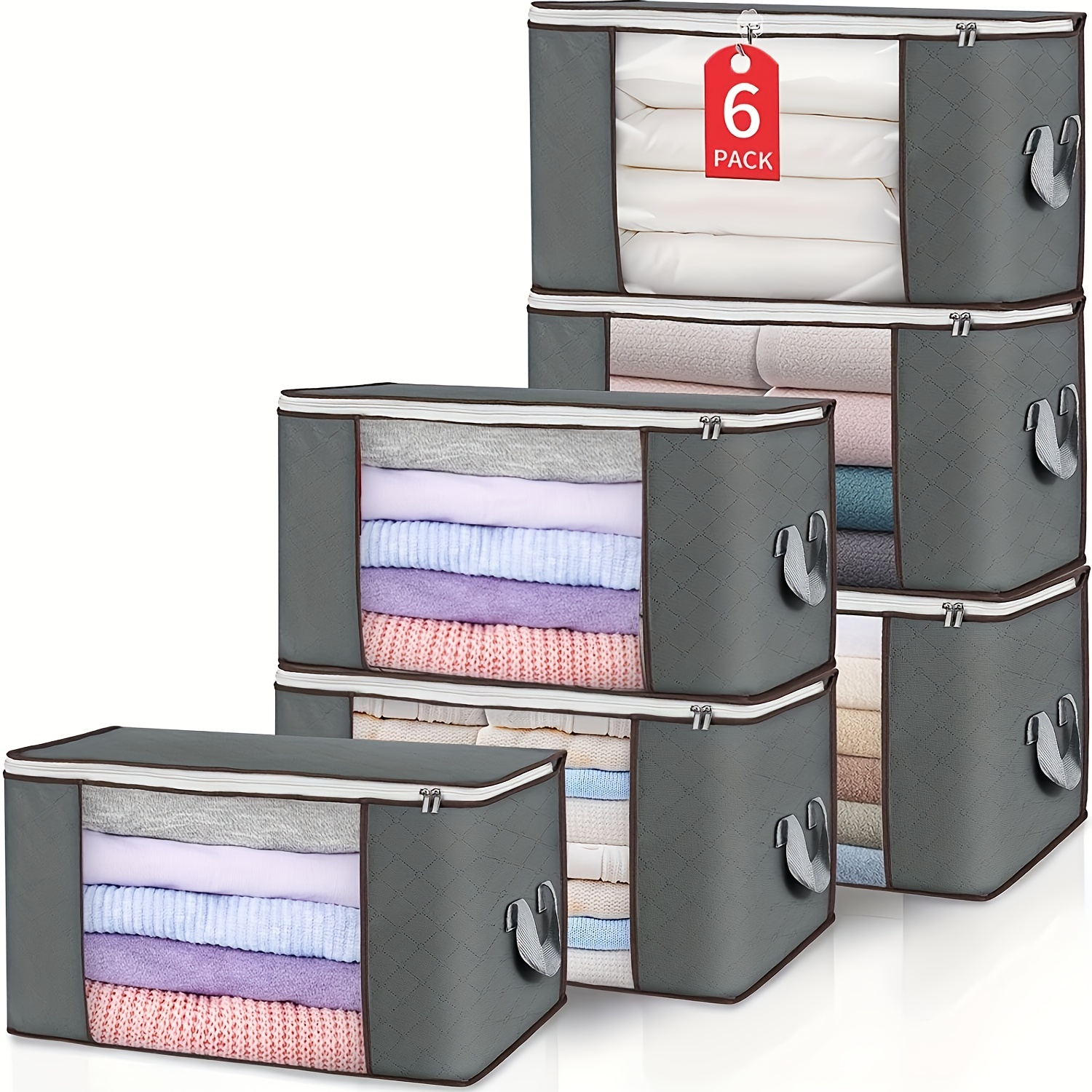 Large Capacity Storage Bag With Handles Visible Window Under - Temu