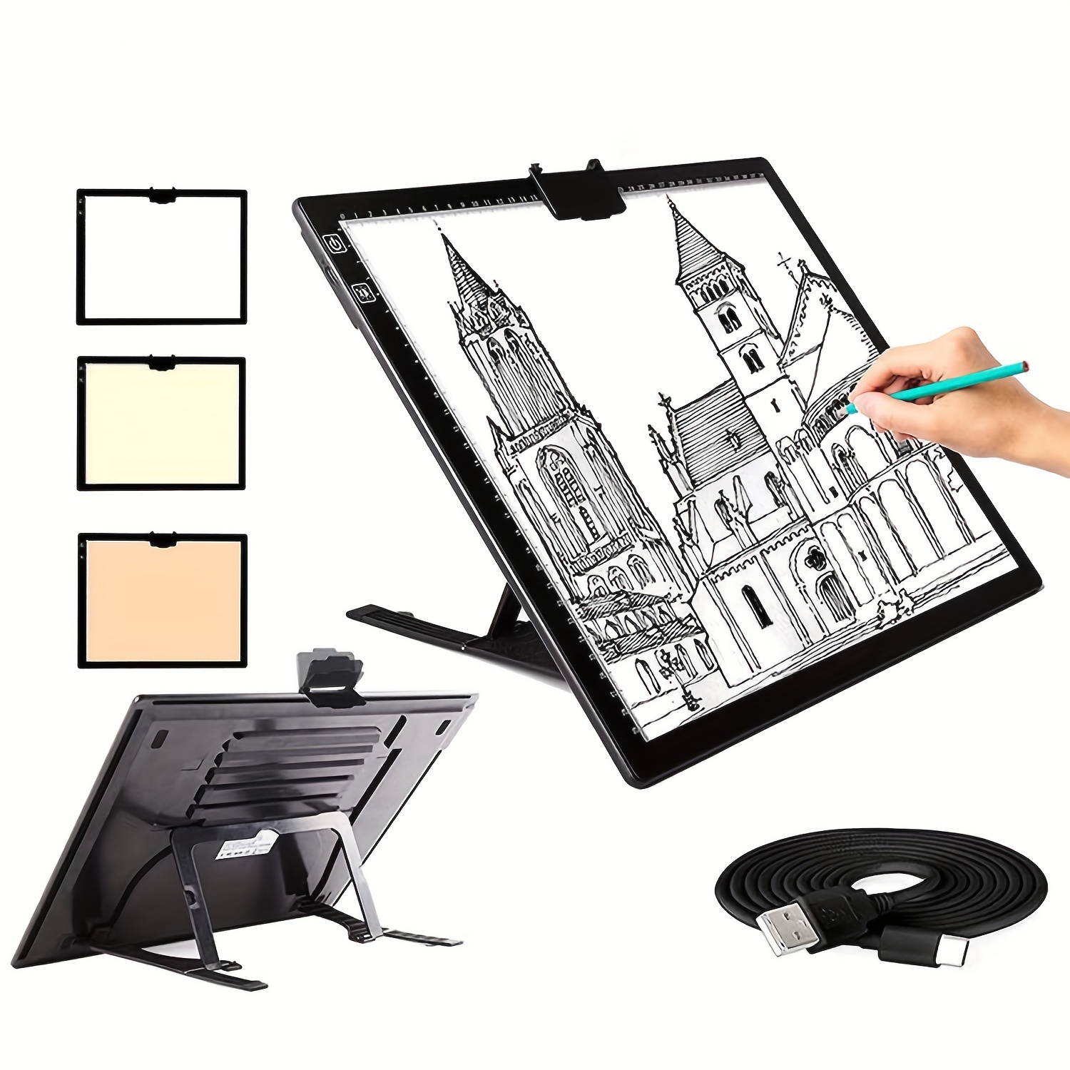 QENSPE Wireless A3 Light Pad for Diamond Painting, Rechargeable LED Black