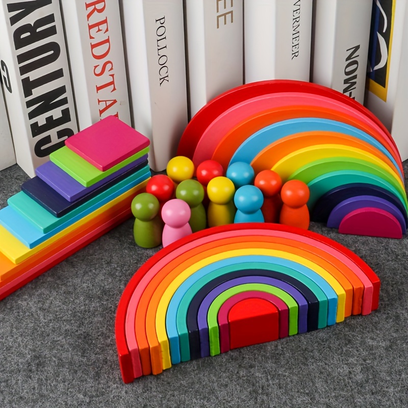 Brinquedo quebra-cabeça de blocos de aninhamento, bordas arredondadas  Percepção de cor Vários métodos de empilhamento Conjunto de quebra-cabeça  de blocos(XJY-Large Rainbow Building Block Box) : : Brinquedos  e Jogos