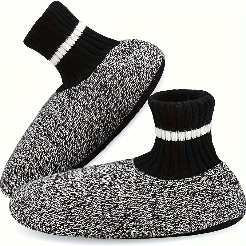  Panda Bros Slipper Socks Soft Cozy Thick House Indoor Boot Sock  Shoes with Anti-Skid Bottom Soles for Men's (Cable Gray,5.5-7)