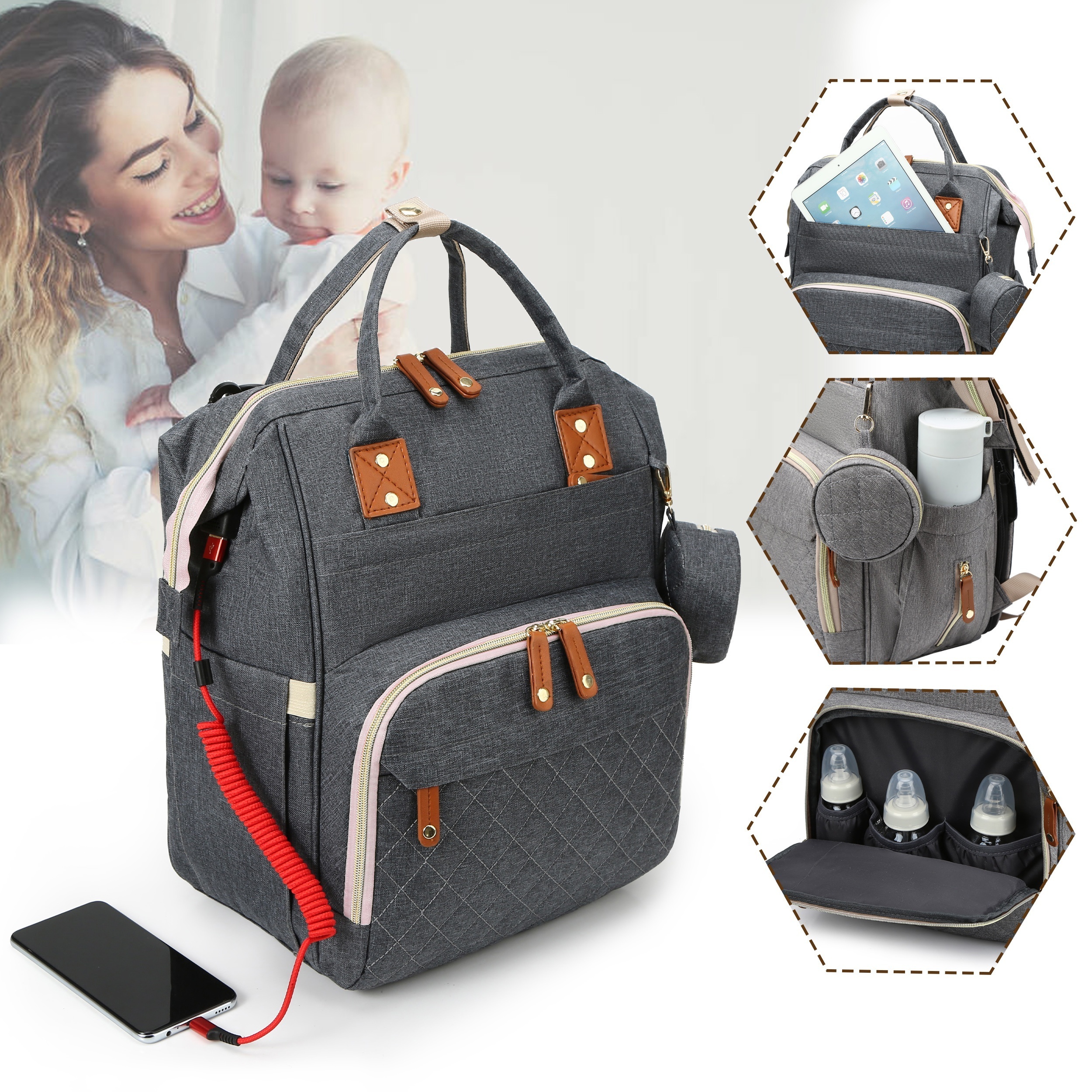 Diaper Bag Backpack Travel Baby Changing Waterproof Stylish