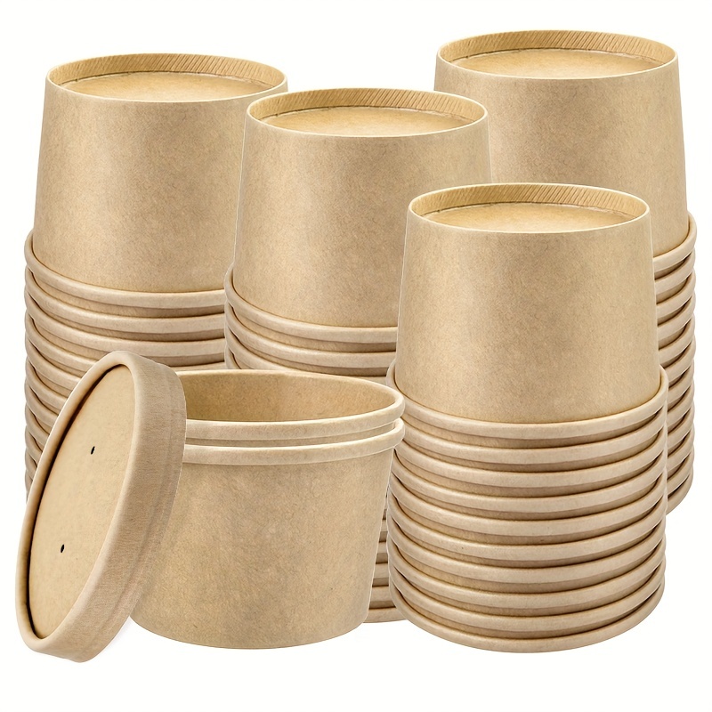 Gobelets en papier pour soupe, récipients Kraft, bols jetables