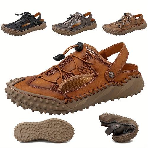 Men's Stitch Non-Slip Sandals, Wear-resistant Comfy Beach Shoes, Summer
