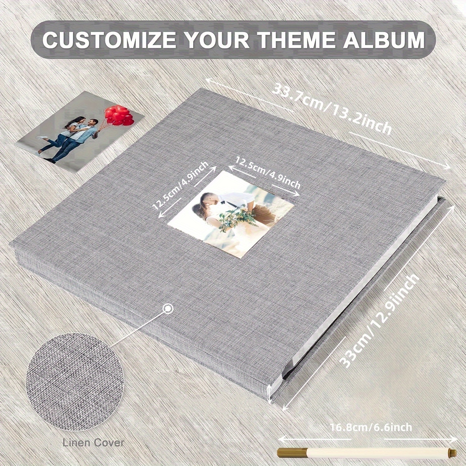 Photo Album Self Adhesive Scrapbook for 4x6, 5x7, 8x10 Pictures Linen Cover  NEW