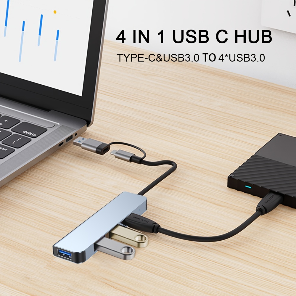 4 in 1 Usb Hub Ultra slim Portable Data Type c Hub Usb Hub - Temu