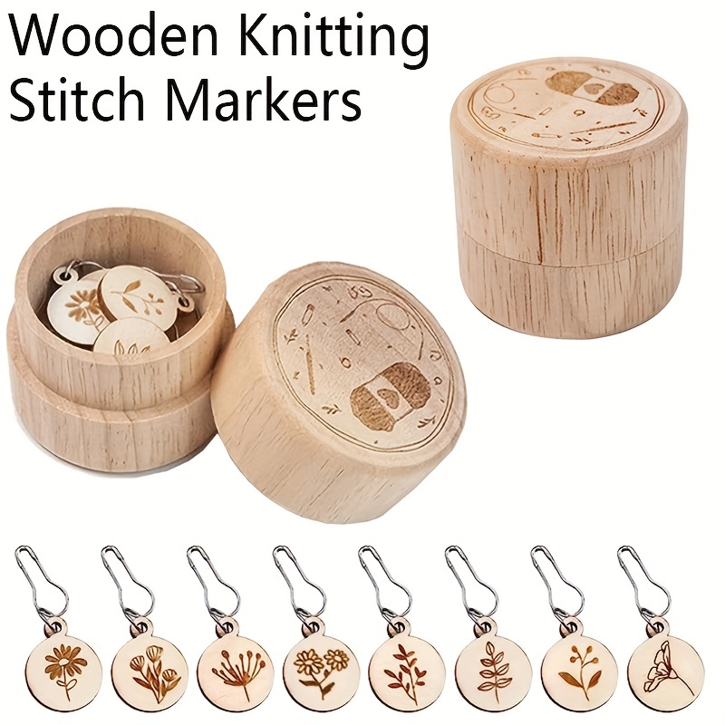 YWNYT 16Pcs Removable Locking Stitch Markers for Knitting and Crocheting,  Wooden Crochet Stitch Marker Charms Locking Stitch Marker with 2 Wooden