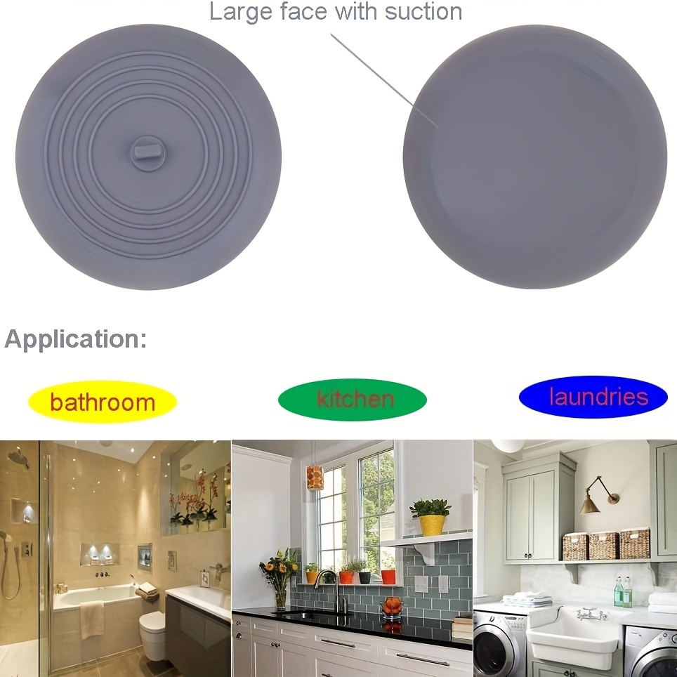 2pcs Silicone Floor Drain Plug Cover Kitchen Bath Tub Sink Rubber Water  Stopper