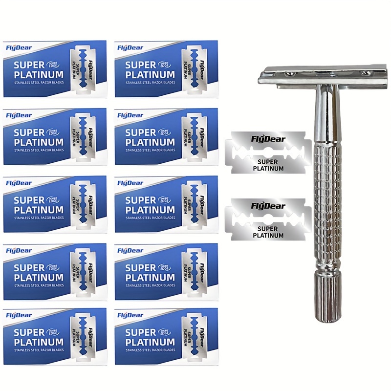 100 Count Double Edge Razor Blades - Men's Safety Razor Blades for Shaving  - Platinum Japanese Stainless Steel Double Razor Shaving Blades for Men for