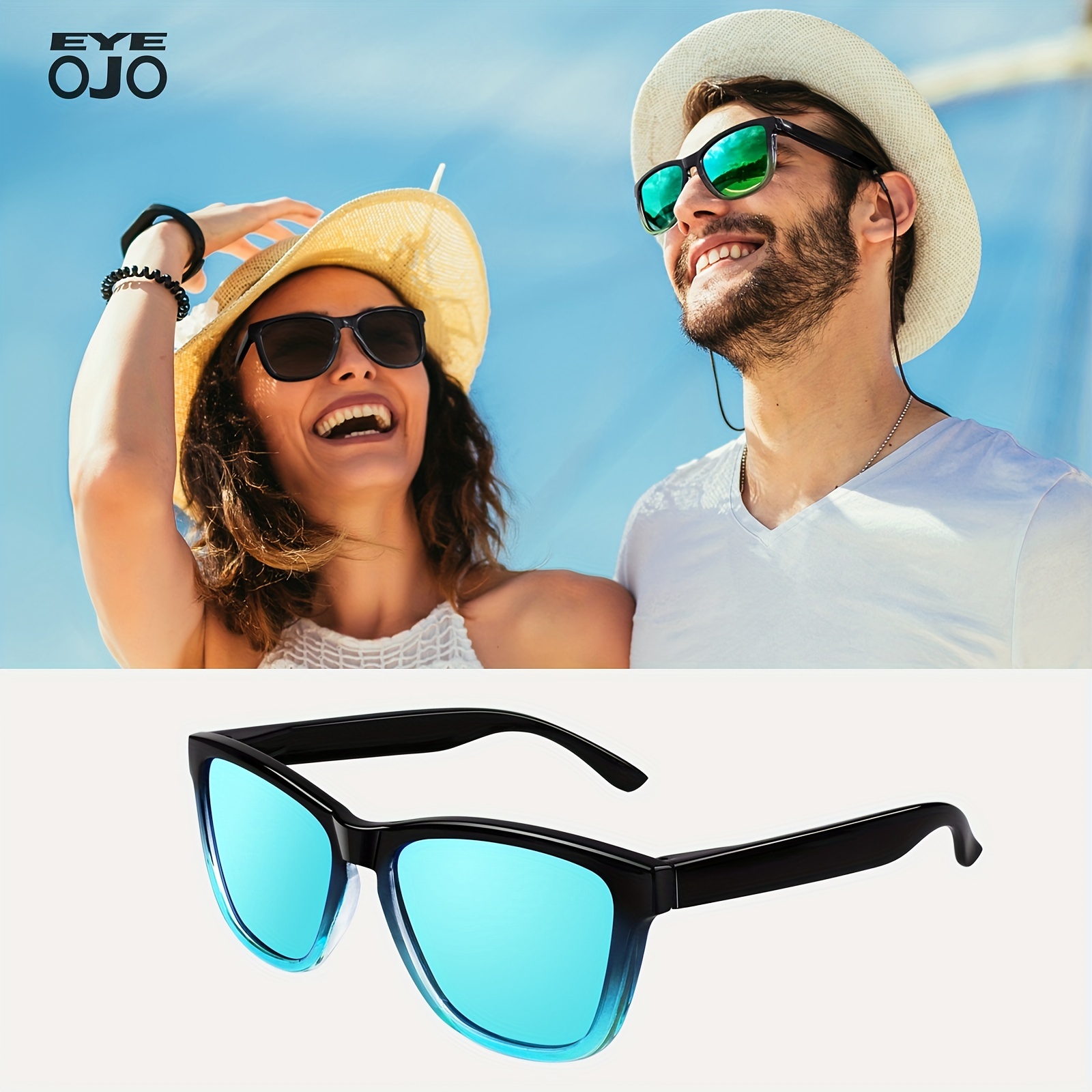 Eyeojo Trendy Classic Square Frame Polarized Sunglasses For Men