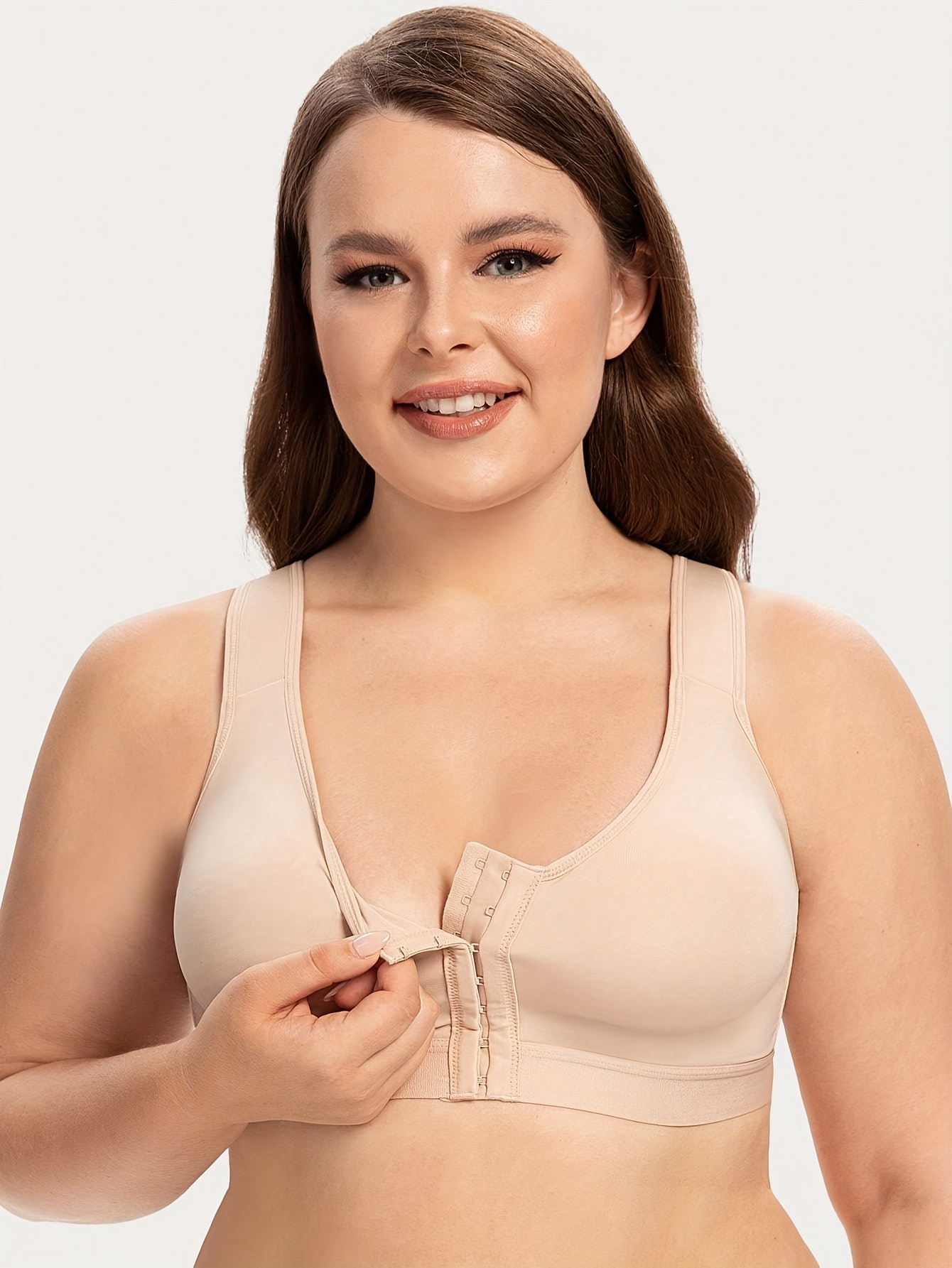 MELENECA Women's Front Closure Wirefree Post Surgery Plus Size