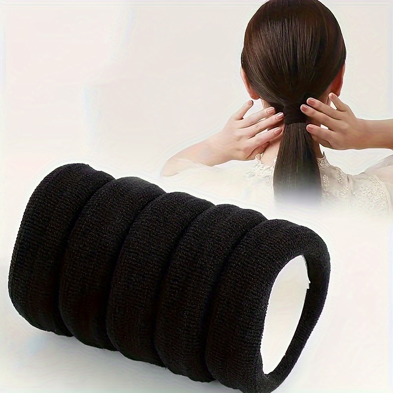 5pcs Large Thick And Wide Towel Circle Leather Band High Ponytail Ball Hair Tie Hair Bun High Elastic Hair Rope Hair Band Hair Additions
