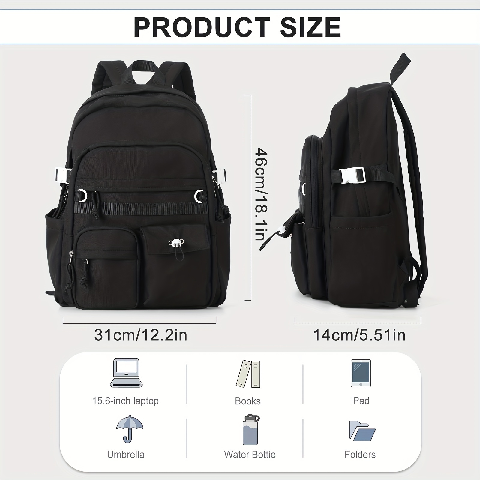 Simple black school online bag