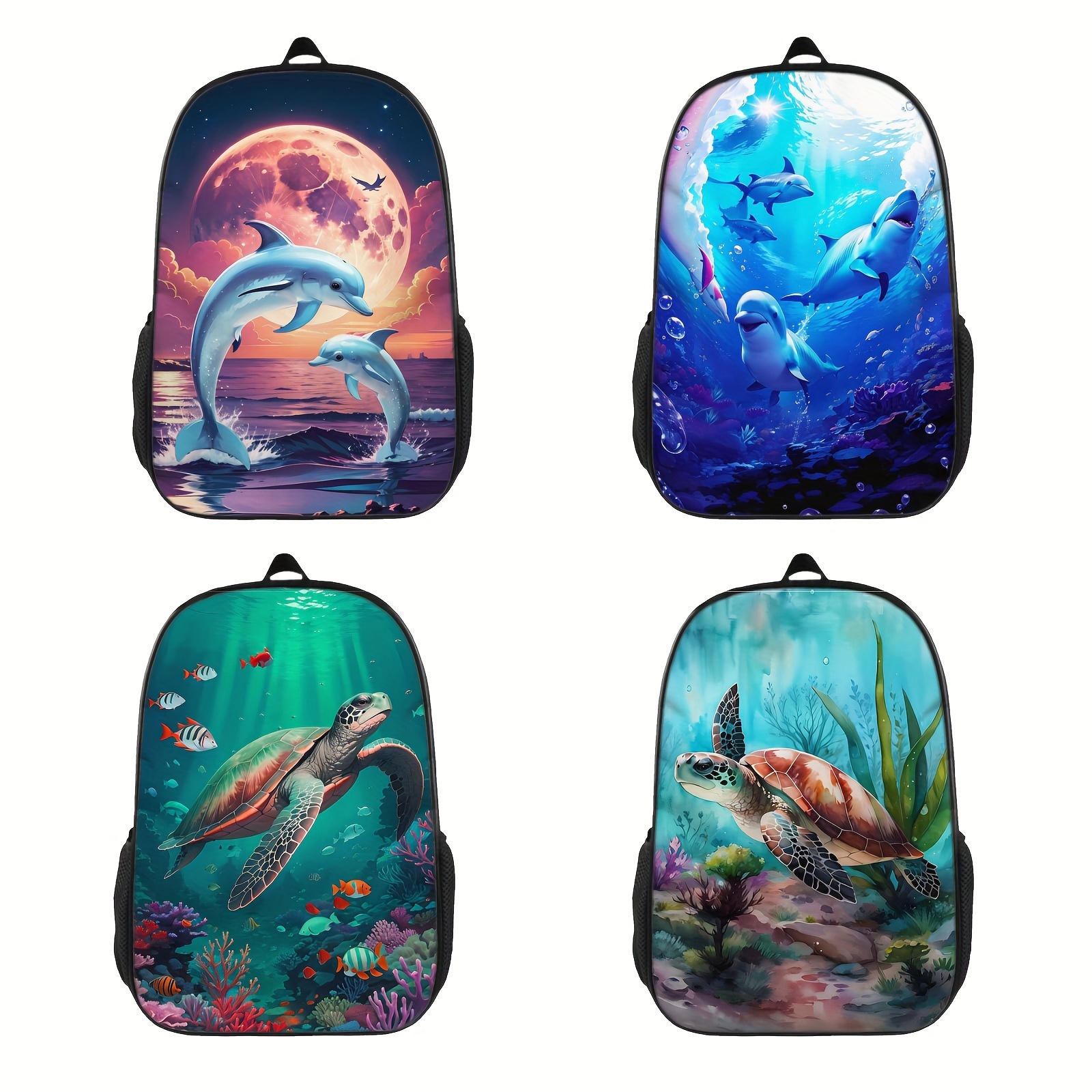 Sea Animal Turtle Shark Dolphin Backpack Women Men Rucksack Children School  Bags for Teenager Boys Girls School Backpack Bookbag