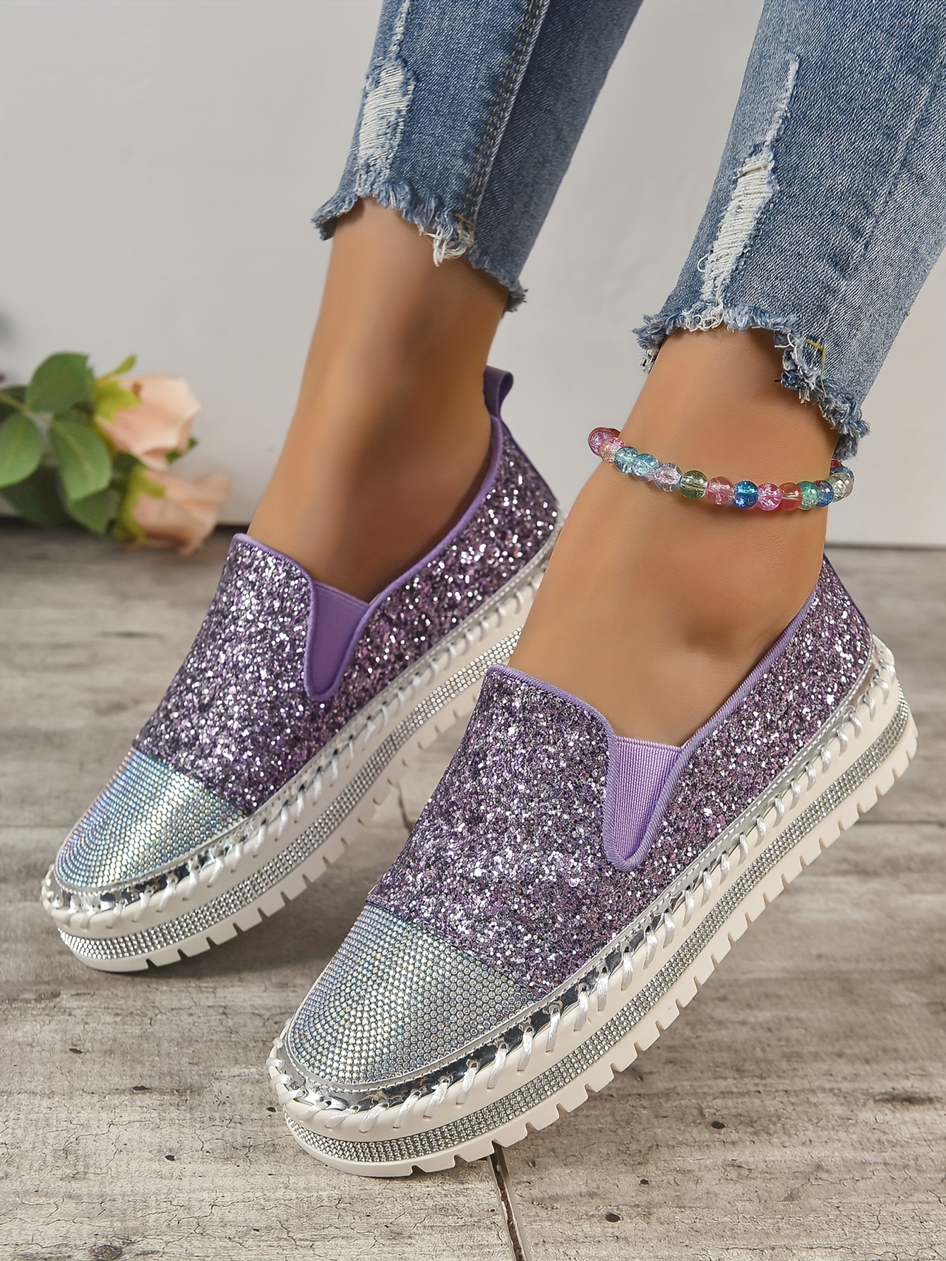 Bedazzled slip on on sale sneakers