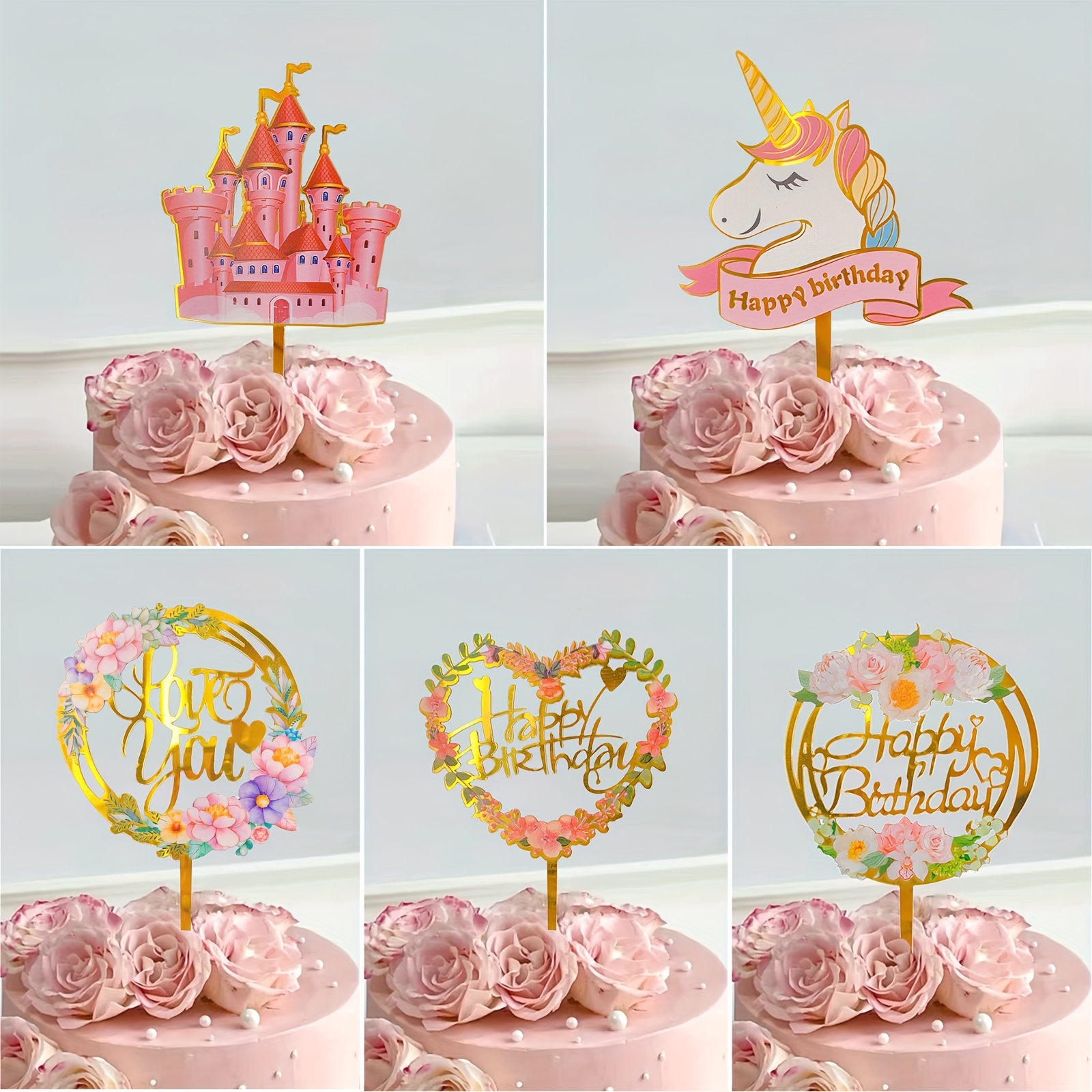 Party Cake Baking Decoration Happy Birthday Cake Insert - Temu