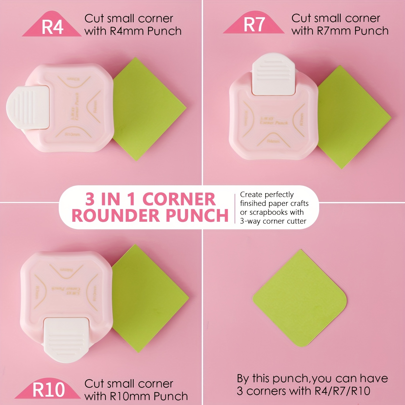 3 In 1 Corner Rounder Punch Corner Cutter 4-10mm for Card Making Laminate  Cardstock Scrapbooking Paper Crafts Business Cards