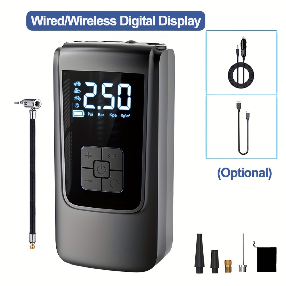 Car Electric Air Pump Portable Wired Wireless Digital Touch - Temu