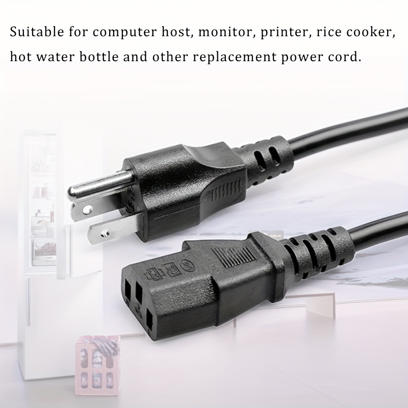  Cable de alimentación apto para monitor de computadora de  reemplazo de TV (cable con certificación ETL) : Electrónica