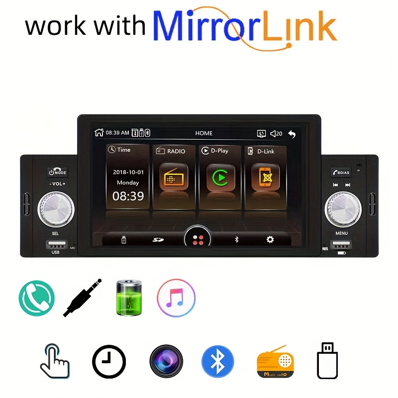 Lecteur multimédia MP5 7 pouces, écran tactile rétractable, autoradio,  lecteur Audio et vidéo, récepteur Radio automatique