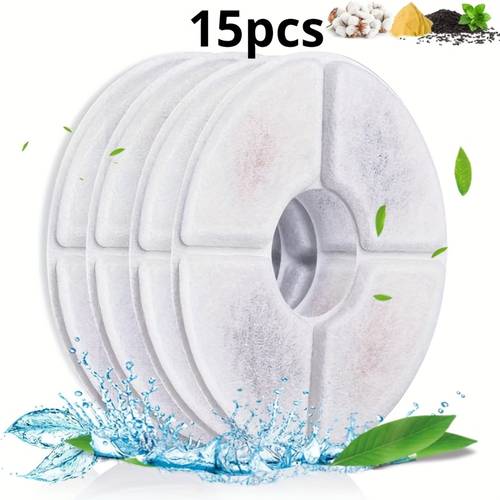 15pcs cat fountain filters suitable for 80oz 2 4l pet fountains pet fountain filter 3 stage triple filtration system replacement filters